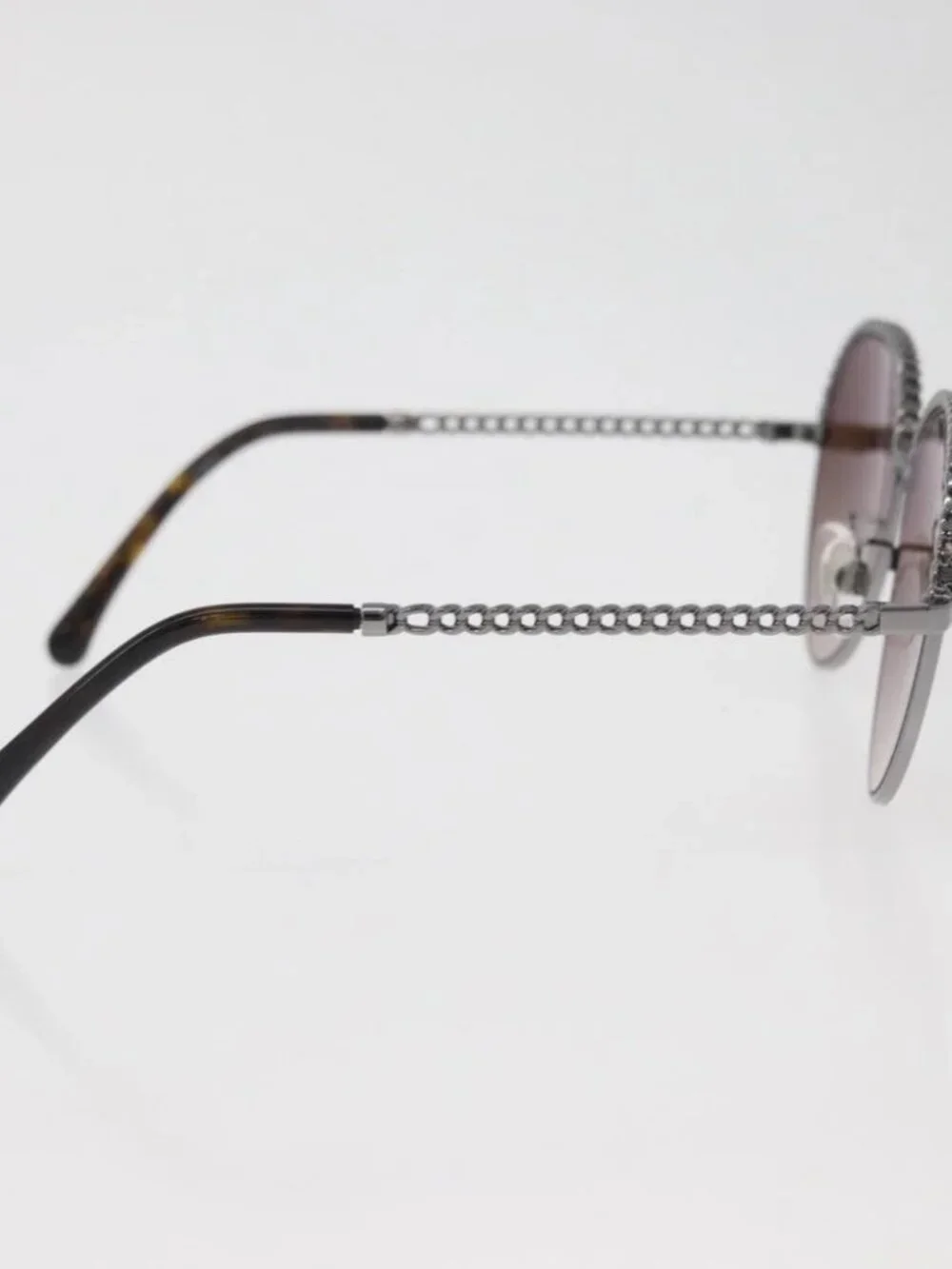 CHANEL Sunglasses metal Silver CC Auth 176091A